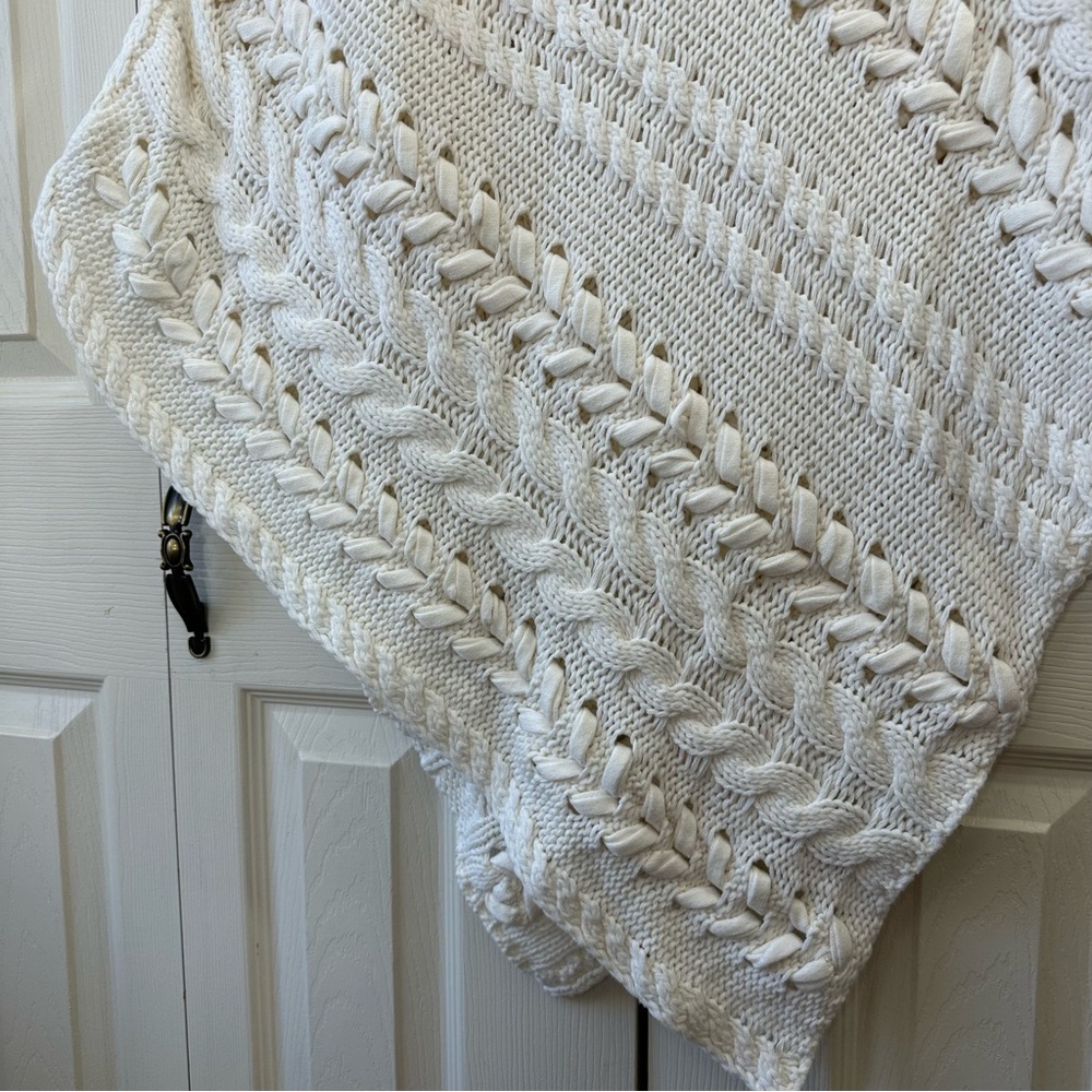 Anthropologie Asymmetrical Poncho Sweater Turtleneck Cable Knit Womens Size M - Picture 7 of 12